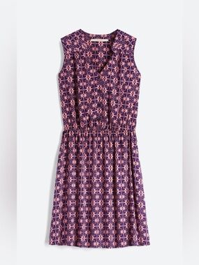 41 Hawthorn Sleeveless Dress M Navy Coral Print Fit Flare Casual
